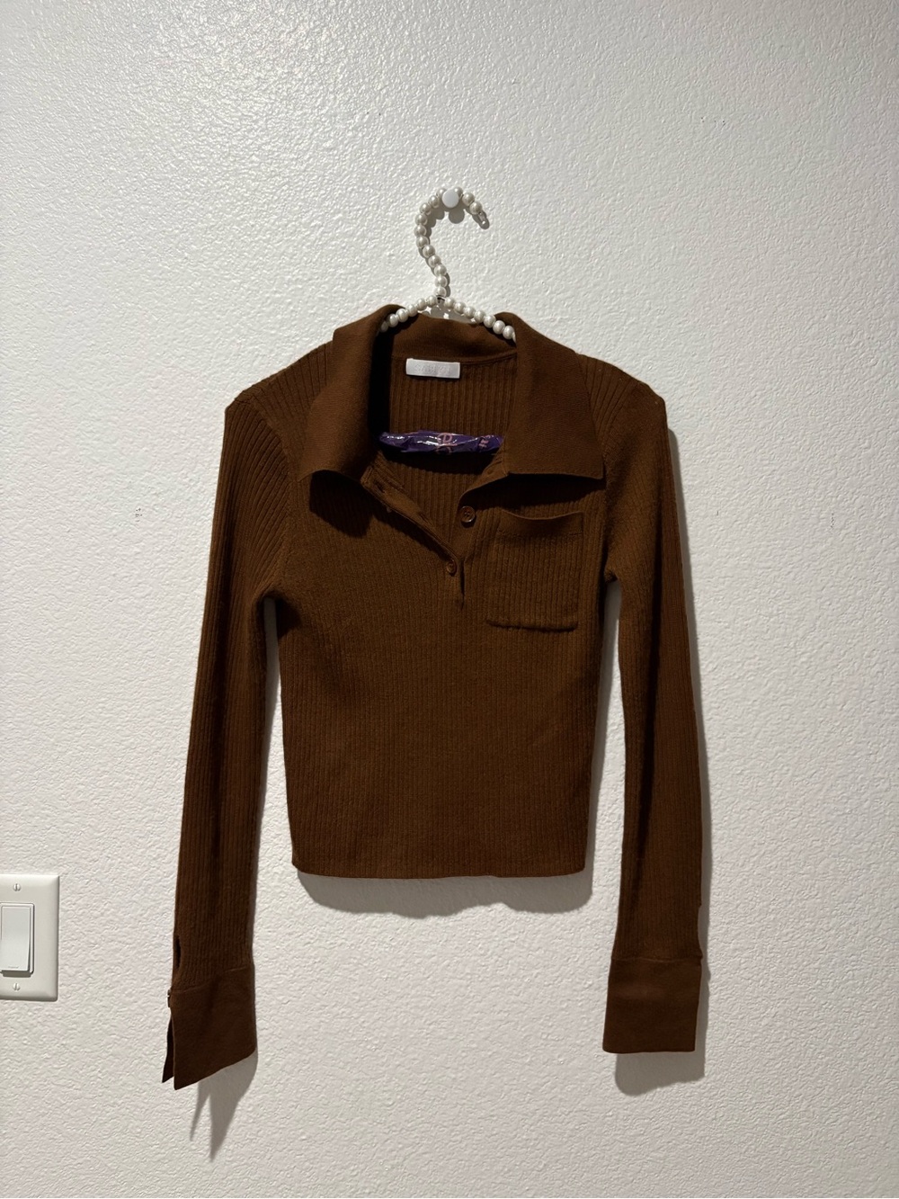 NWOT Sablyn small 100% cashmere Yadira polo sweater brown